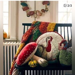 John Derian Red Mushroom Beaded Pillow